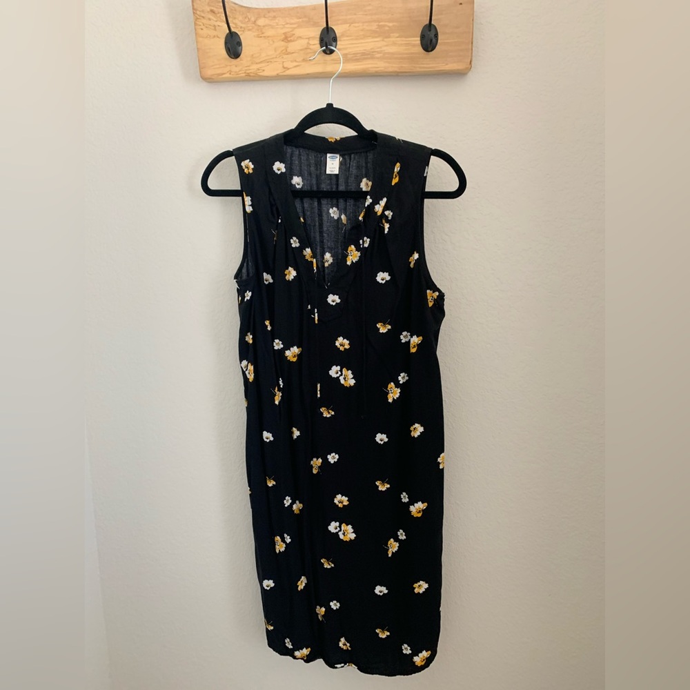 Black and yellow floral sheath dress